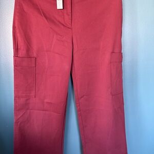 Chicos Sateen Straight Leg Cargo Pants Black Currant New Size 10 Tall Chicos 1.5